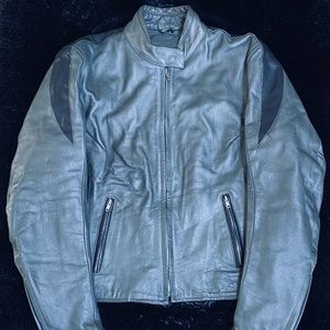 Leather riding jacket. Womens XL. Gunmetal grey and black. Excellent condition.